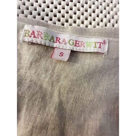 BARBARA GERWIT Linen Blouse Top S/M Tunic‎ Beaded Shirt Sand Dollar Ivory Beach - Picture 10 of 12